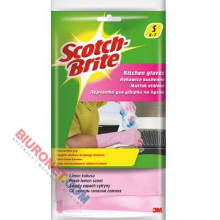 Rękawice kuchenne Scotch Brite, gumowe, różowe rozmiar S