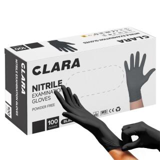 Rękawice nitrylowe Clara, bezpudrowe, czarne, 100 sztuk rozmiar S