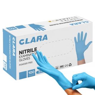 Rękawice nitrylowe Clara, bezpudrowe, niebieskie, 100 sztuk rozmiar L