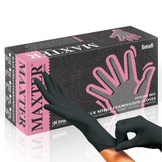 Rękawice nitrylowe Maxter, bezpudrowe, czarne, 100 sztuk rozmiar XL