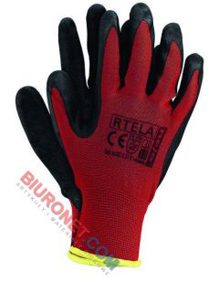 Rękawice robocze, ochronne, RTELA, czerwono-czarne rozmiar 8