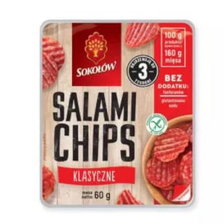 Salami Chips Klasyczne Sokołów, czipsy mięsne 60g