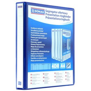 Segregator ofertowy Donau A4, ringowy 4DR/50mm, grzbiet 80 mm, 5 kieszeni niebieski