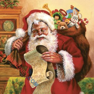 Serwetki ozdobne Gwiazdka, z motywem Santa Checking His List, 20 sztuk 33 x 33 cm