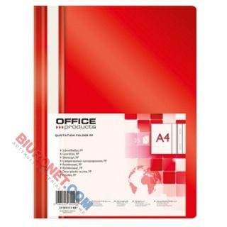 Skoroszyt Office Products A4, plastikowy 100/170 mikronów, miękki, opakowanie 25 sztuk czerwony