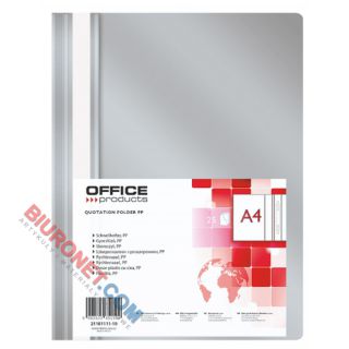 Skoroszyt Office Products A4, plastikowy 100/170 mikronów, miękki, opakowanie 25 sztuk szary