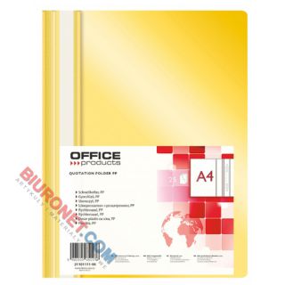 Skoroszyt Office Products A4, plastikowy 100/170 mikronów, miękki, opakowanie 25 sztuk żółty