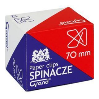 Spinacze krzyżowe 70m Grand, metalowe, w kartoniku 12 sztuk