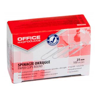 Spinacze metalowe 25mm Office Products, okrągłe, w kartoniku 100 sztuk