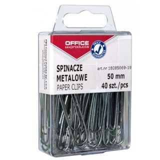 Spinacze metalowe 50mm Office Products, okrągłe, w pudełku plastikowym 40 sztuk