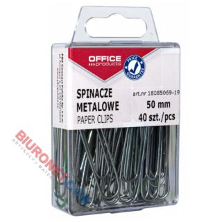 Spinacze zebra 50mm Office Products, okrągłe powlekane, w pudełku plastikowym 30 sztuk