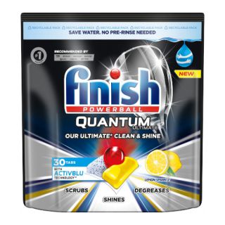 Tabletki Finish Quantum Ultimate Lemon, żelowe kapsułki do zmywarek 30 sztuk