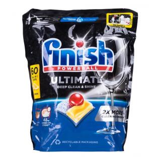 Tabletki Finish Ultimate Lemon, żelowe kapsułki do zmywarek 60 sztuk