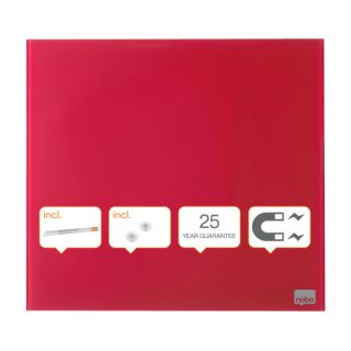 Tablica szklana, suchościeralno - magnetyczna Nobo Diamond Glass 45 x 45 cm czerwona