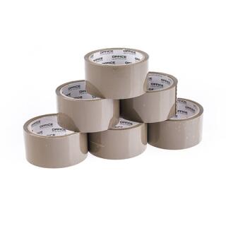 Taśma pakowa Office Products 48mm x 46m, klej akrylowy, taśma 36 mikronów, 6 sztuk brązowa