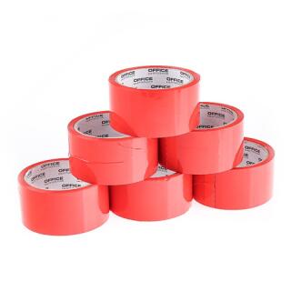 Taśma pakowa Office Products 48mm x 46m, kolorowa, klej akrylowy, 6 sztuk czerwona
