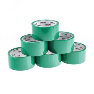 Taśma pakowa Office Products 48mm x 46m, kolorowa, klej akrylowy, 6 sztuk zielona
