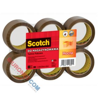 Taśma pakowa Scotch 309, 50 mm x 66 m, cicha, do magazynowania, 6 sztuk brązowa