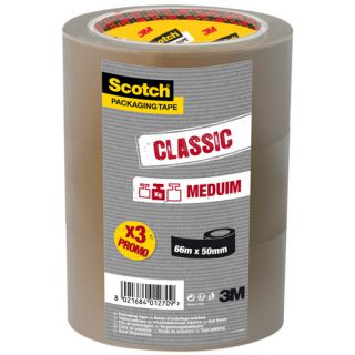 Taśma pakowa Scotch Hot-Melt 371, 50 mm x 66 m, do wysyłek, 3 sztuki brązowa