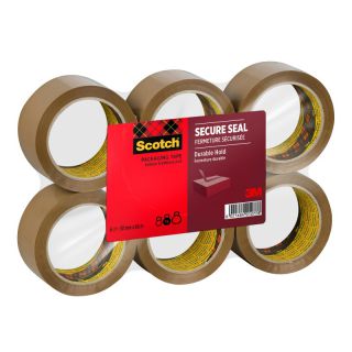 Taśma pakowa Scotch Secure Seal 50 mm x 66 m, bardzo mocna, do wysyłek, 6 sztuk brązowa