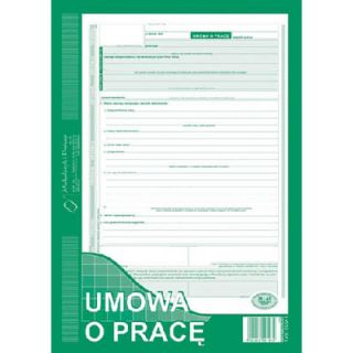 Umowa o Pracę A4, 40 kartek, samokopiujący druk Michalczyk i Prokop 500-1N 40 kartek