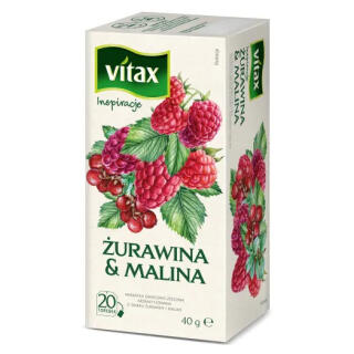 Vitax Inspirations, herbata owocowa, 20 torebek żurawina - malina