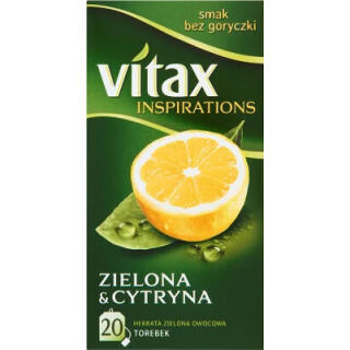 Vitax Inspirations, zielona herbata owocowa, 20 torebek cytryna