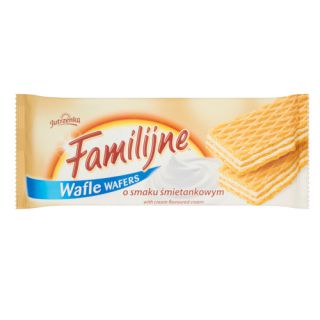 Wafle Familijne Jutrzenka z kremem, 180g śmietankowe