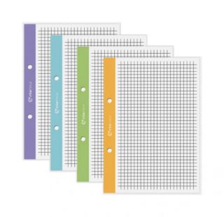 Wkład do segregatora Interdruk A5, kartki w kolorową kratkę do wpięcia, kolorowy lewy margines 50 kartek