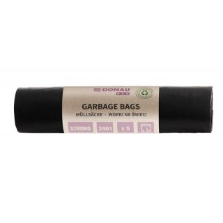 Worki na odpady Donau Eco, folia LDPE z recyklingu, bez wiązania, czarne 240L x 5 sztuk