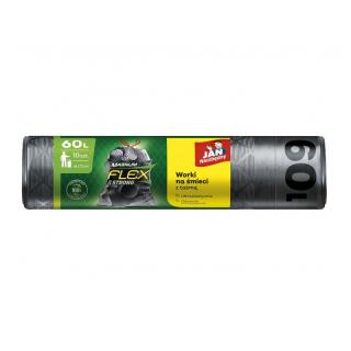 Worki na odpady Jan Niezbędny Magnum Flex&Strong, ściągne taśmą, elastyczne, czarne 60L x 10 sztuk
