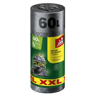 Worki na odpady Jan Niezbędny Magnum Flex&Strong, ściągne taśmą, elastyczne, czarne 60L x 20 sztuk