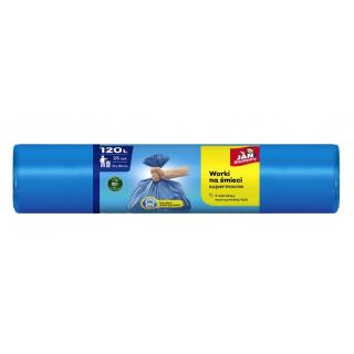 Worki na odpady Jan Niezbędny, wytrzymała folia LDPE 3-warstwowa, niebieskie 120L x 25 sztuk