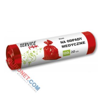 Worki na odpady medyczne Stella Service Pack LDPE, czerwone 120L x 20 sztuk