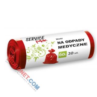 Worki na odpady medyczne Stella Service Pack LDPE, czerwone 60L x 20 sztuk