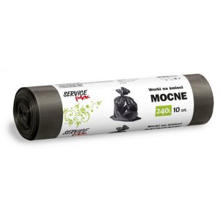 Worki na odpady Stella LDPE Service Pack, mocne, bez wiązania, czarne 240L x 10 sztuk