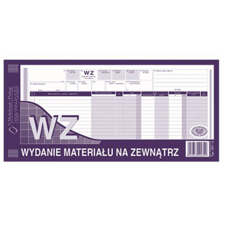 WZ Wydanie materiału na zewnątrz 1/3 A4, 80 kartek, samokopiujący druk Michalczyk i Prokop 361-2 format 1/3 A3