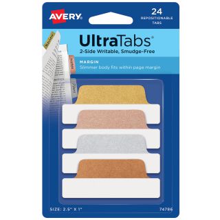 Zakładki indeksujące Avery Zweckform Ultra Tabs 63,5 x 25,4 mm, brokatowe 24 sztuki