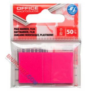 Zakładki indeksujące Office Products 25 x 43 mm, foliowe paski, 50 sztuk w zawieszce różowy