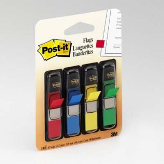 Zakładki indeksujące Post-it 12 x 43 mm, foliowe paski w podajniku, 4 x 35 sztuk 4 kolory