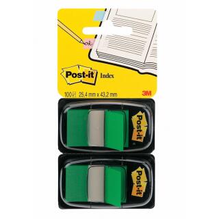Zakładki indeksujące Post-it 25,4 x 43,2 mm, foliowe paski, 2 x 50 sztuk zielone