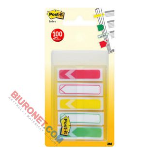 Zakładki indeksujące Post-it 684-ARR-RYG 12x43 mm, foliowe paski ze strzałką, 10 sztuk w dyspenserze #3M 5 kolorów