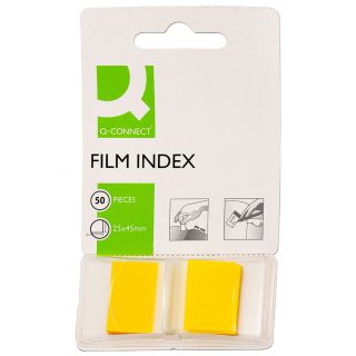 Zakładki indeksujące Q-Connect 25 x 45 mm foliowe paski 50 sztuk żółte