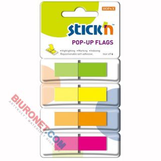 Zakładki indeksujące Stick'n 12 x 45 mm, kolorowe paski, 160 sztuk 4 kolory neonoe