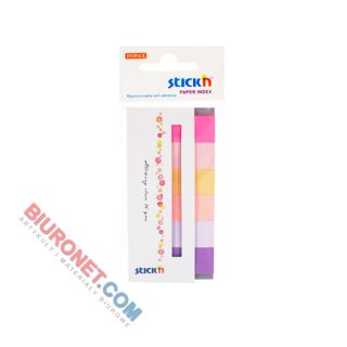 Zakładki indeksujące Stick'n, papierowe, 45 x 15 mm, 180 kartek, mix  kolorów 6 kolorów różowy mix