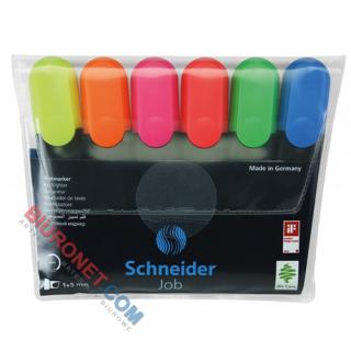 Zakreślacze Schneider JOB, zestaw kolorów 6 kolorów