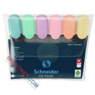 Zakreślacze Schneider JOB, zestaw kolorów pastelowych, w etui 6 kolorów
