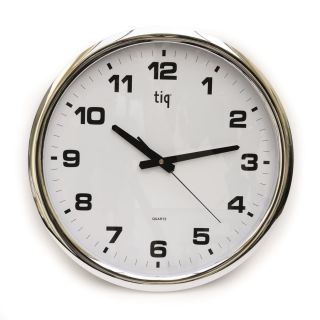 Zegar ścienny 851A biały w srebrnej obudowie