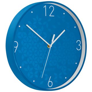 Zegar ścienny Leitz WOW, cichy, średnica 30 cm niebieski