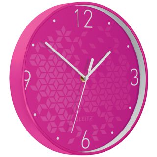 Zegar ścienny Leitz WOW, cichy, średnica 30 cm różowy